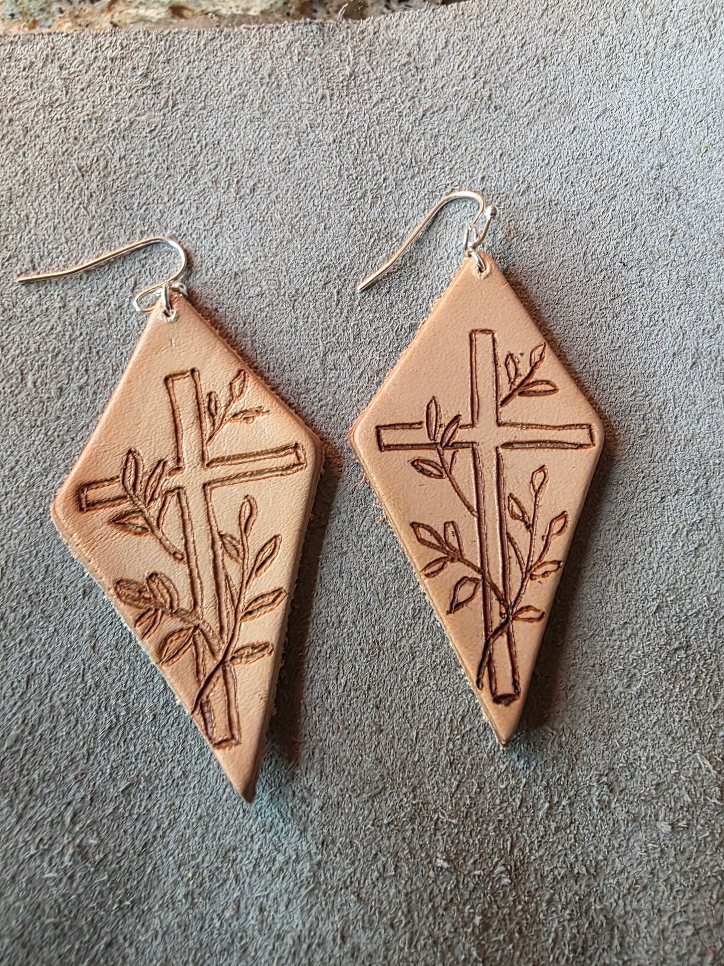 Diamond leather dangle