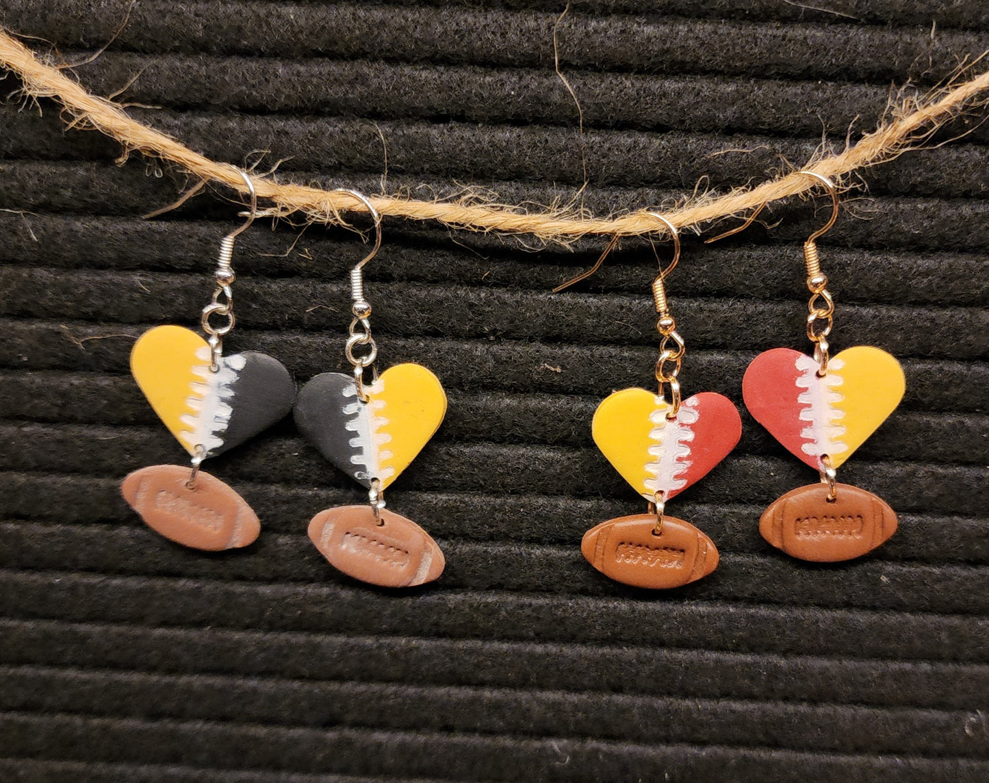 Football heart dangles