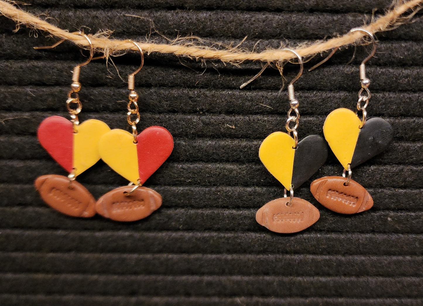 Football heart dangles