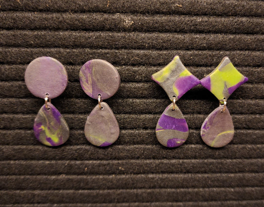 Marbled tear drop Dangles