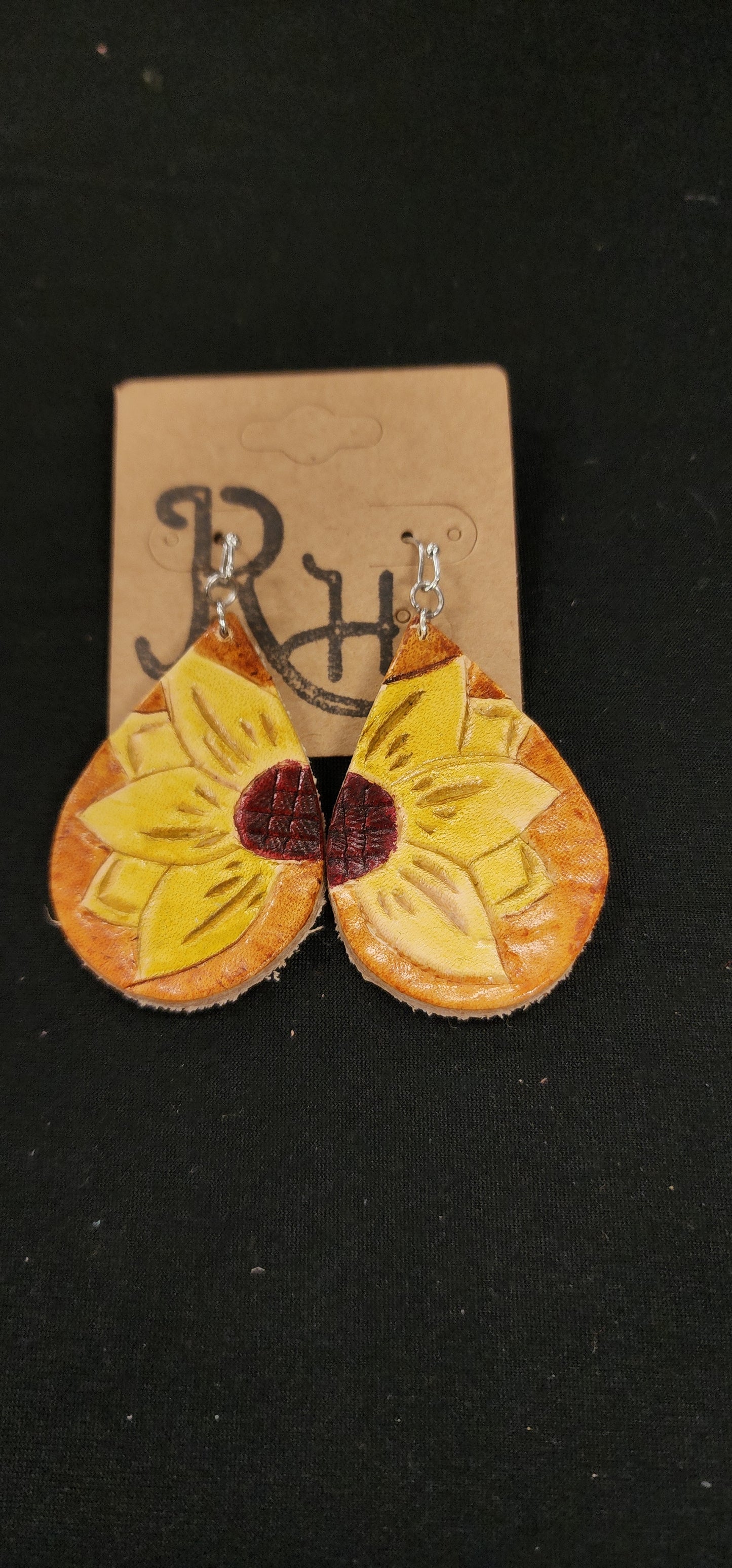 Tear drop leather dangle