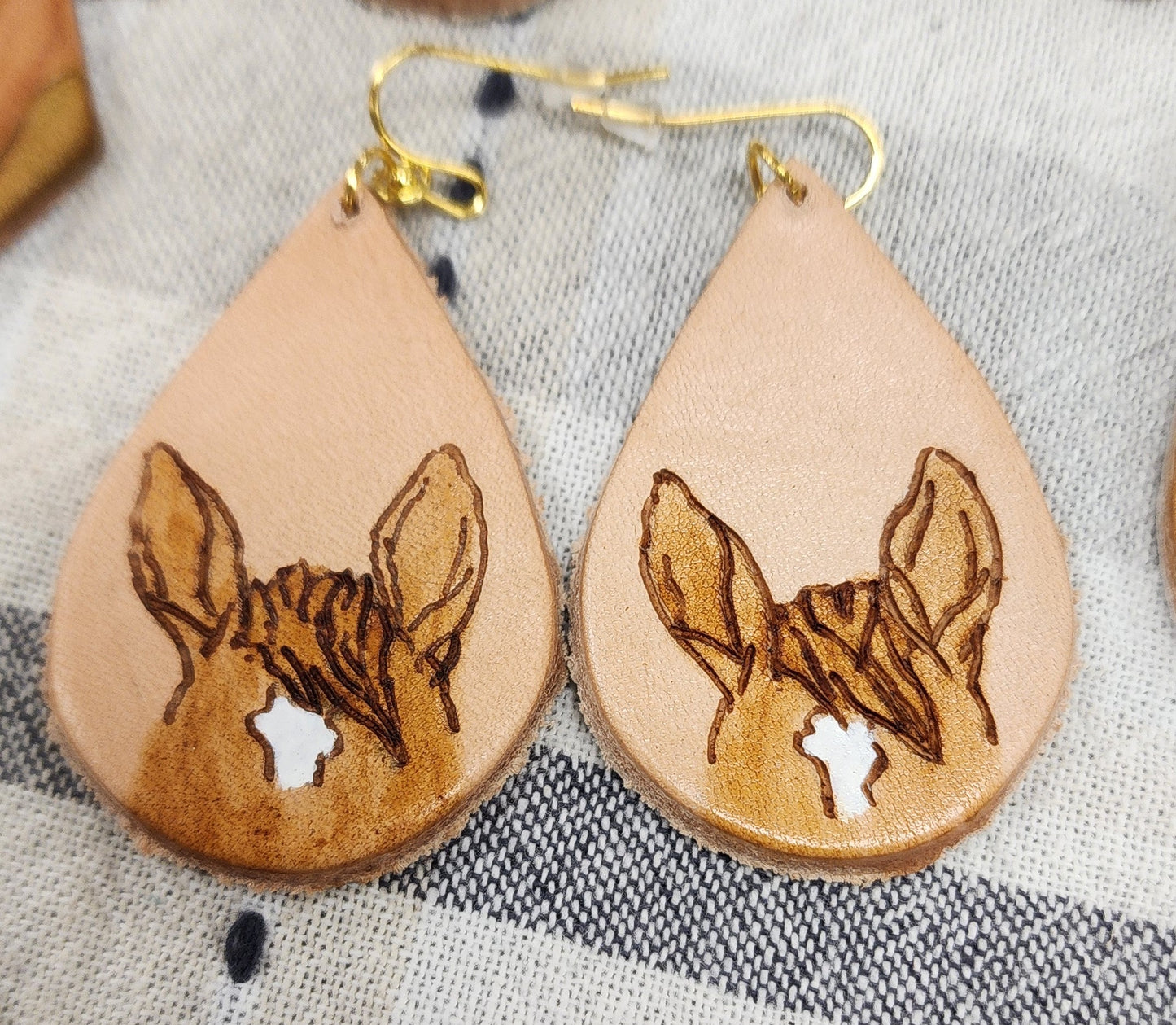 Tear drop leather dangle